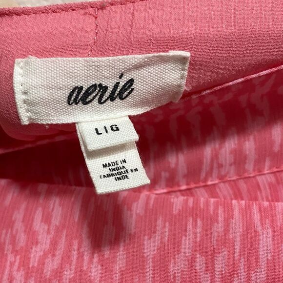 Aerie Pink Chiffon Wrap Skirt Size Large – Abstract Brushstroke Flowy Lined Mini - Picture 2 of 12